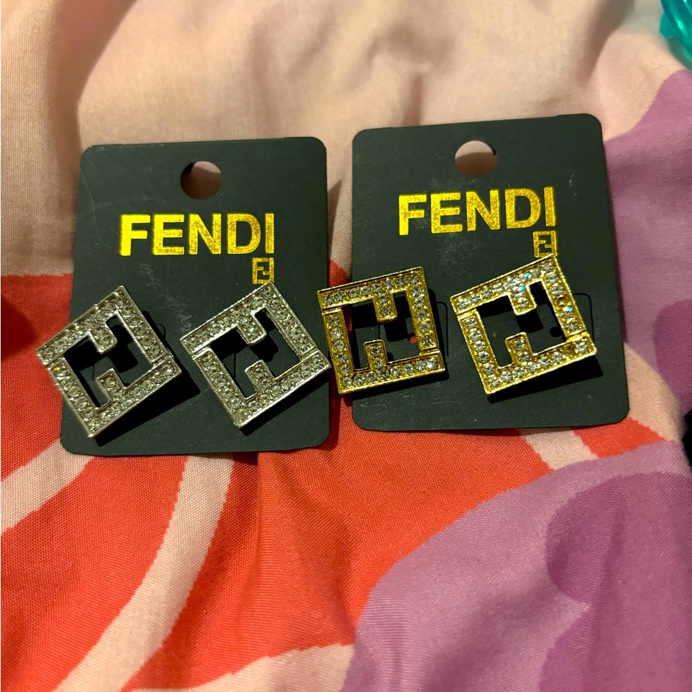 FF Gold and Silver Square Earrings